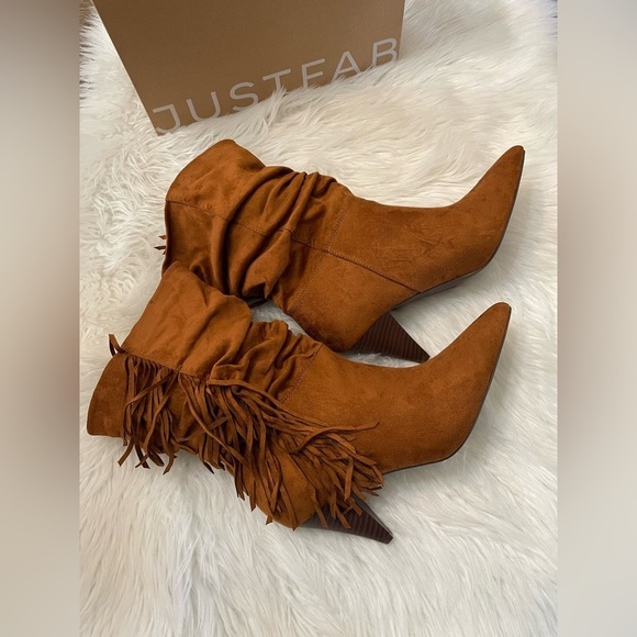 JUSTFAB SANNA Slouchy Boots NIB 8 Camel Color - Picture 5 of 11